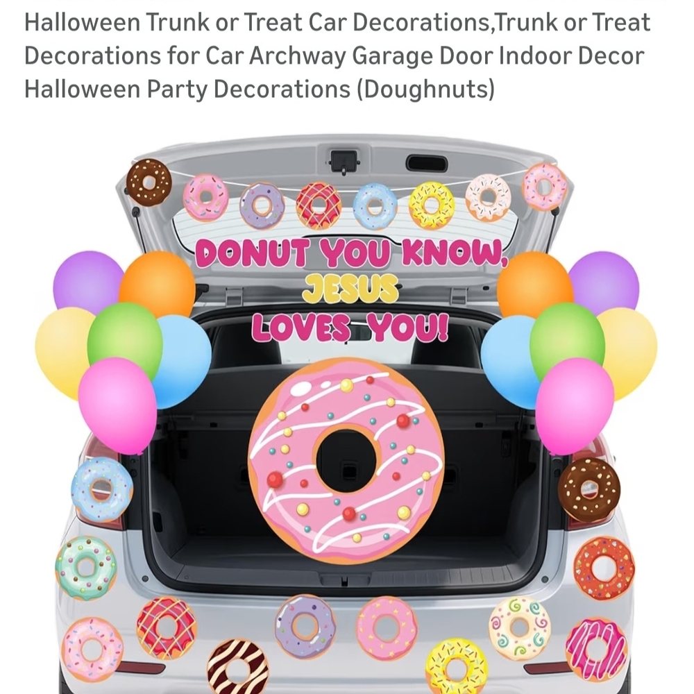 Colorful Doughnut and Balloon Trunk or Treat Decorations